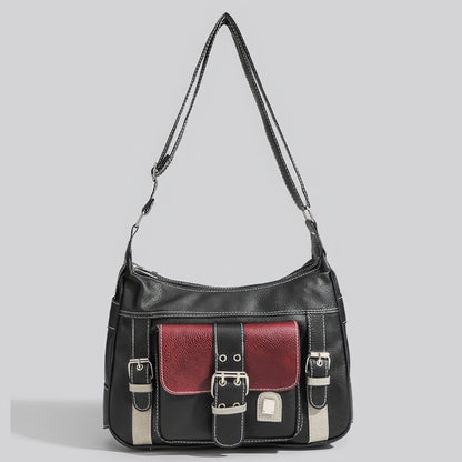 Colorblock Buckle Strap Shoulder Bag