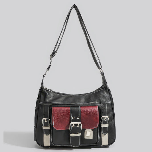 Colorblock Buckle Strap Shoulder Bag