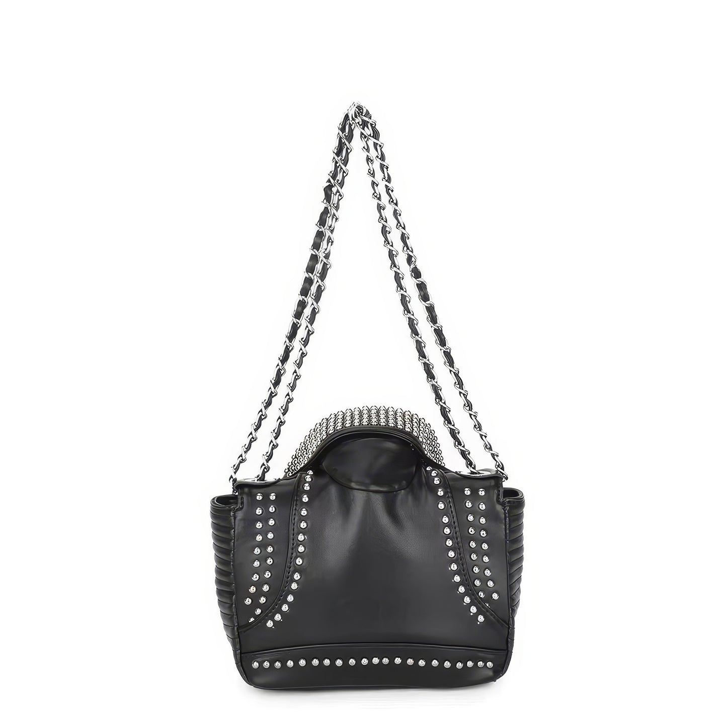 Studded Biker Jacket Chain Shoulder Bag