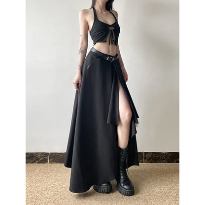 Asymmetrical Slit Maxi Skirt