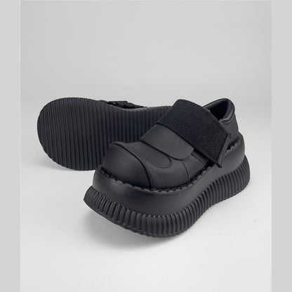 Black Chunky Platform Velcro Shoes