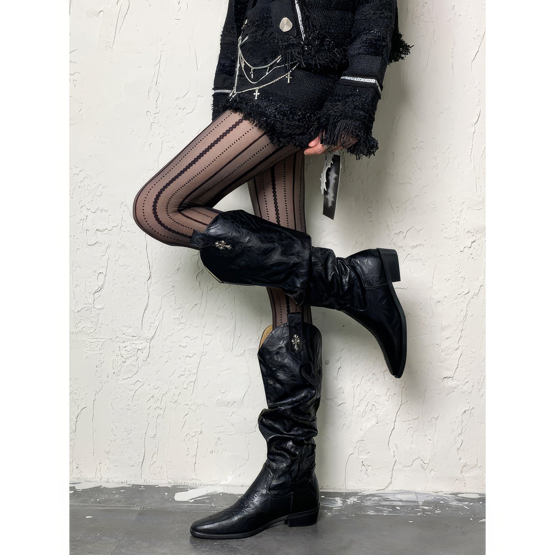 Vertical Dot Stripe Sheer Tights