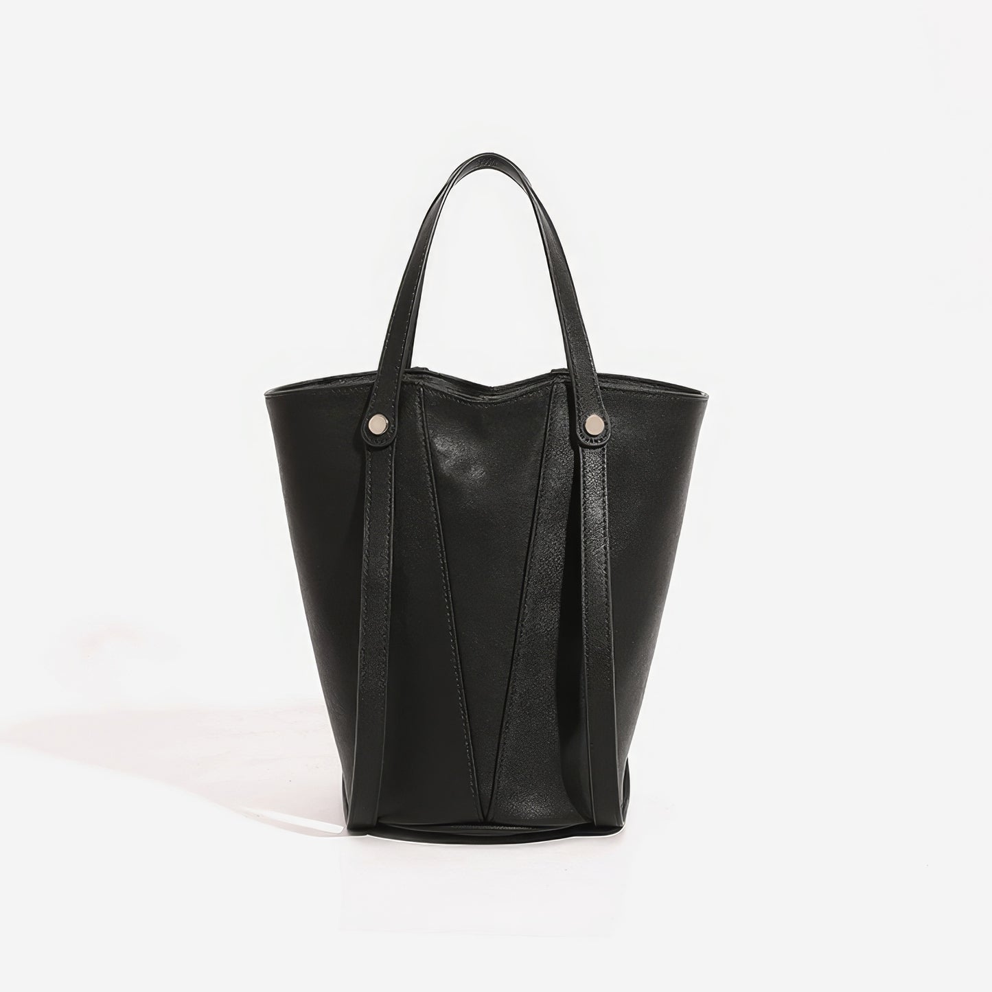 Minimal Black Faux Leather 2-Piece Tote Set