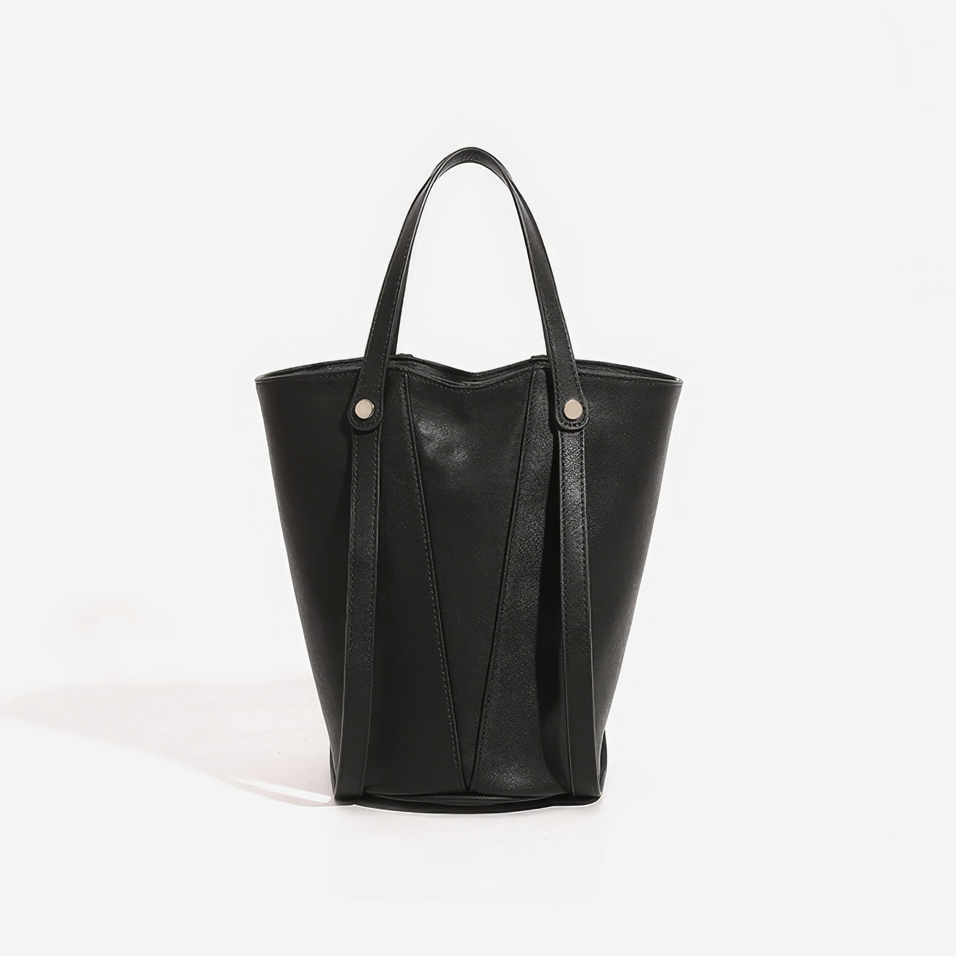 Minimal Black Faux Leather 2-Piece Tote Set