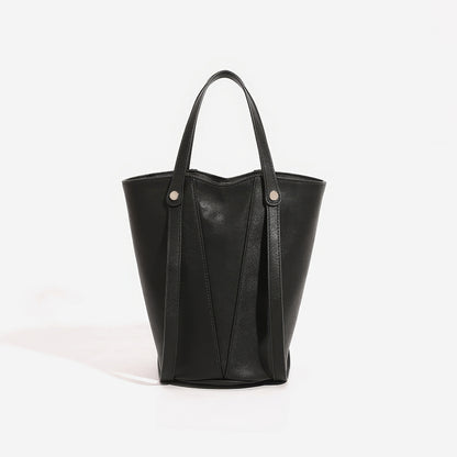 Minimal Black Faux Leather 2-Piece Tote Set