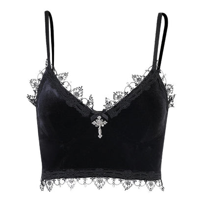 Velvet Lace Trim Camisole