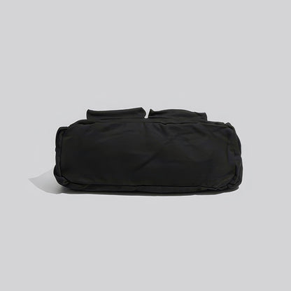 Black Canvas Multi-Pocket Shoulder Bag