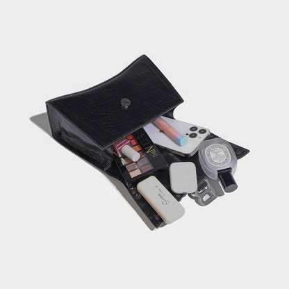 Textured Buckle Detail Mini Satchel Bag