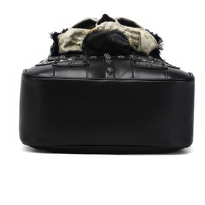 Grunge Painted Skull Faux Leather Backpack