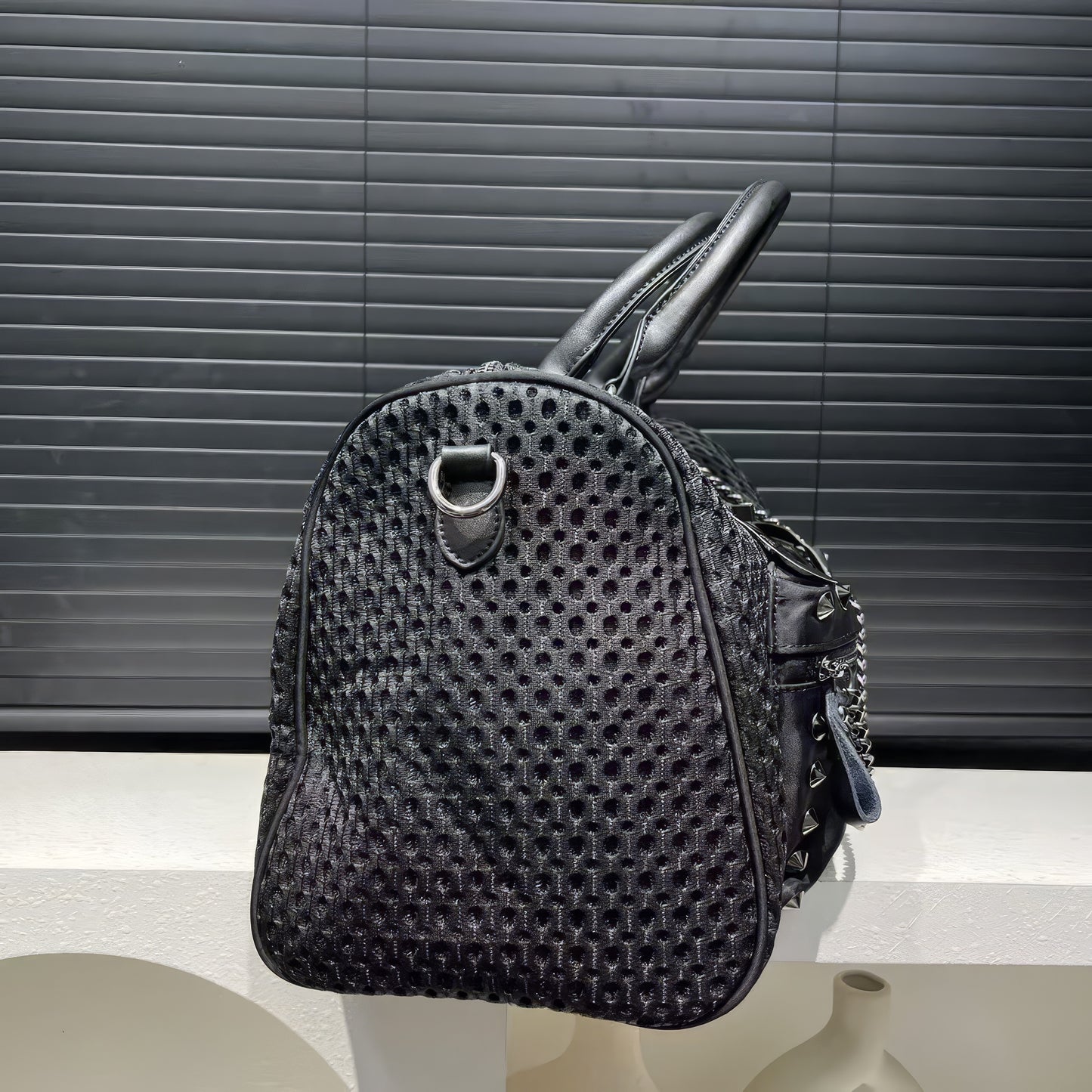 Patent Bow Strap Accent Shoulder Bag