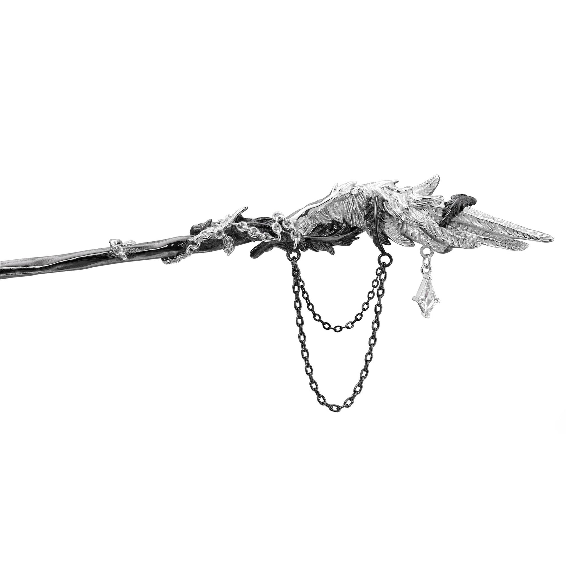 Feather Chain Black Hair Stick