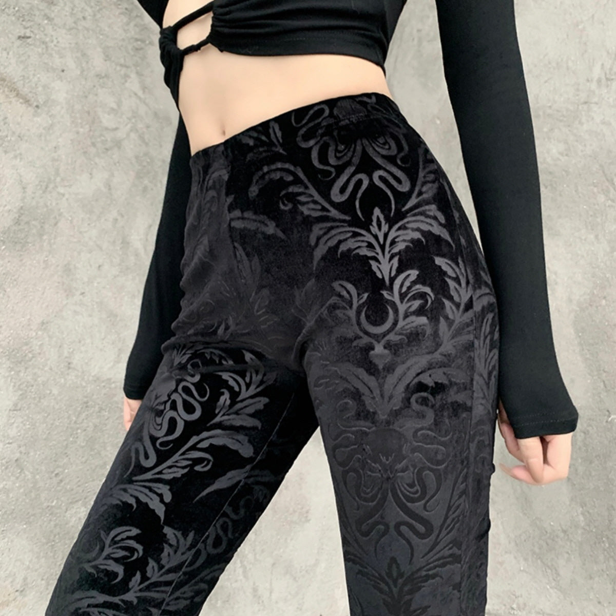 Black Velvet Flare Pants