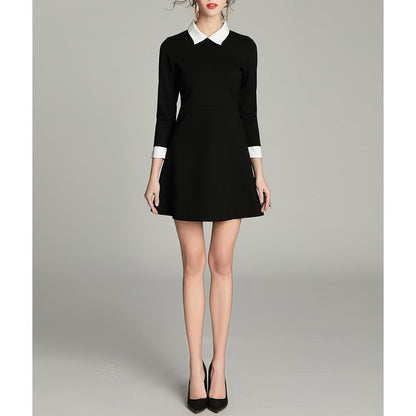 Contrast Collar Cuff Mini Dress
