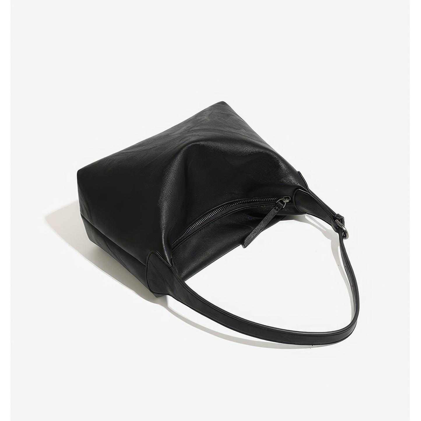Curved Minimal Faux Leather Shoulder Bag