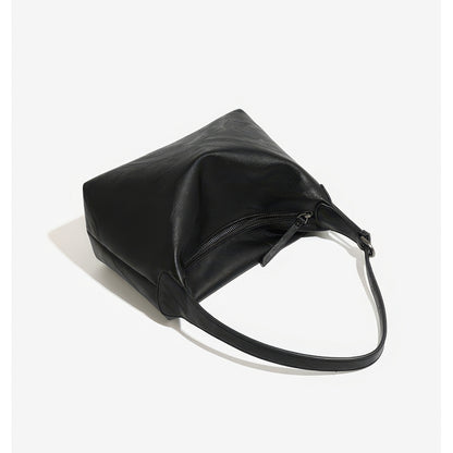Curved Minimal Faux Leather Shoulder Bag
