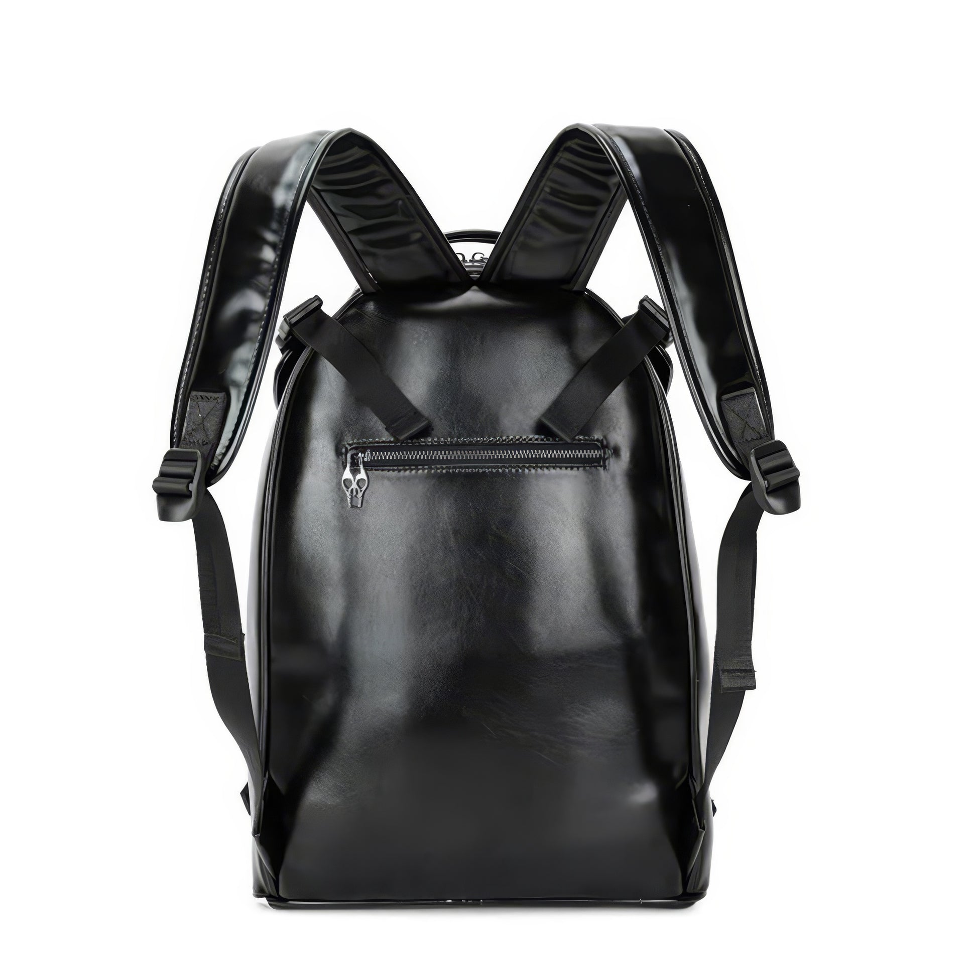 Embossed Skull Studded Leather Backpack