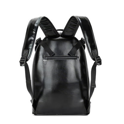 Embossed Skull Studded Leather Backpack