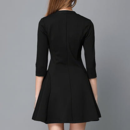 Flared V-Neck Tailored Mini Dress