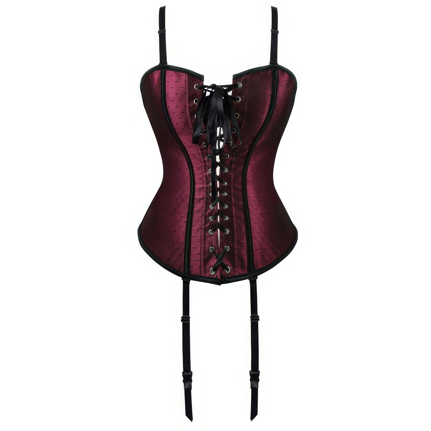 Burgundy Satin Lace-Up Corset Top