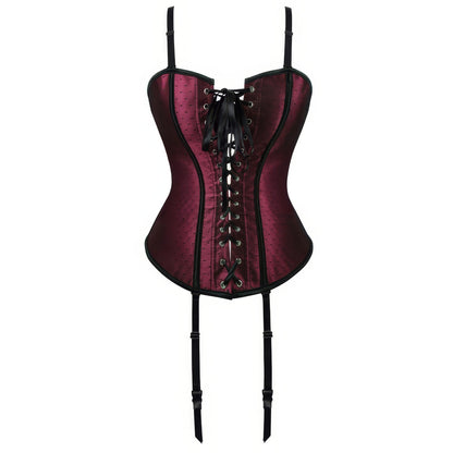 Burgundy Satin Lace-Up Corset Top