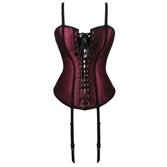 Burgundy Satin Lace-Up Corset Top