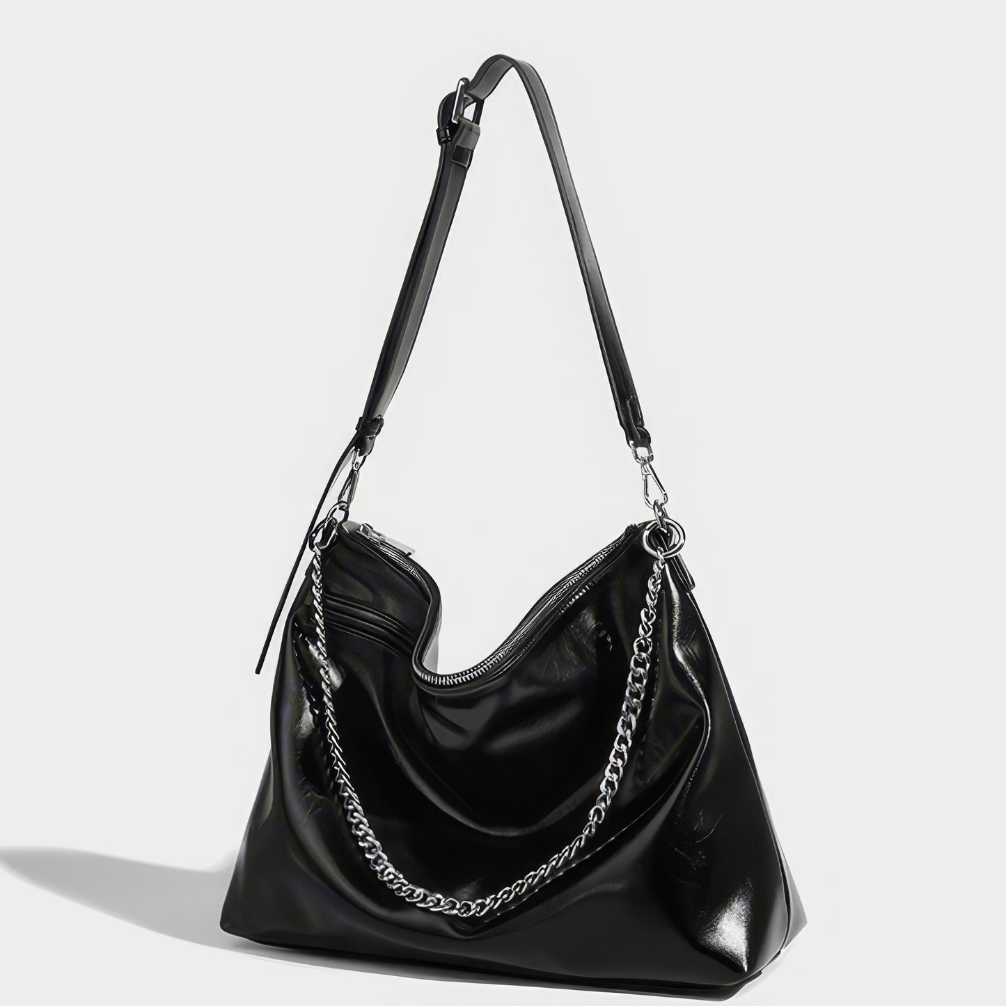 Slouchy Chain Strap Hobo Bag
