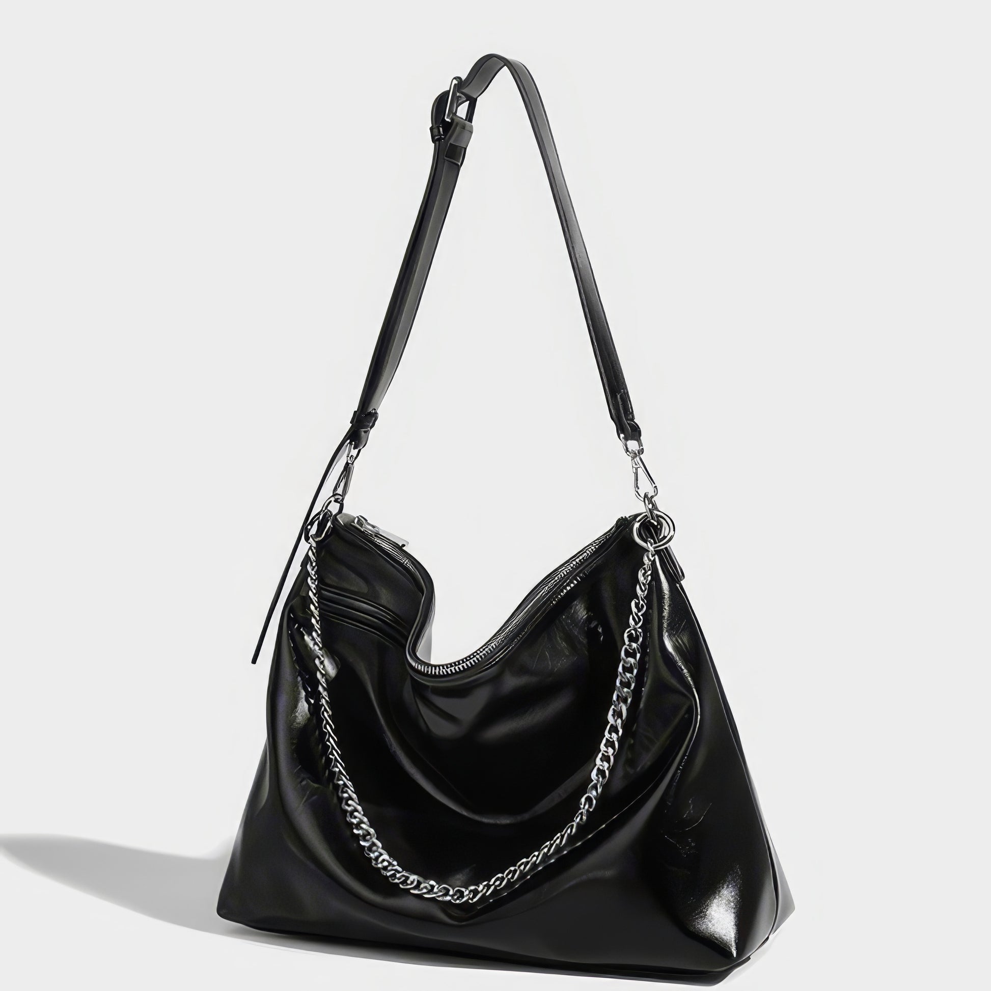 Slouchy Chain Strap Hobo Bag