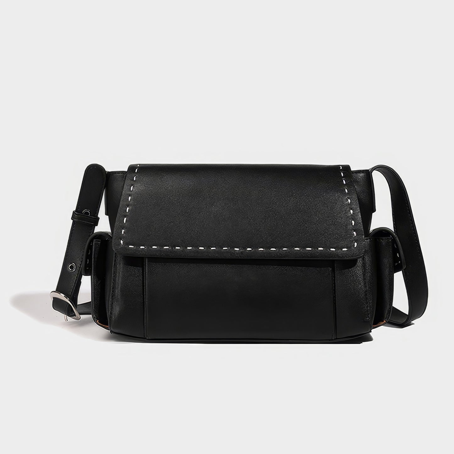 Stitch Detail Flap Faux Leather Crossbody