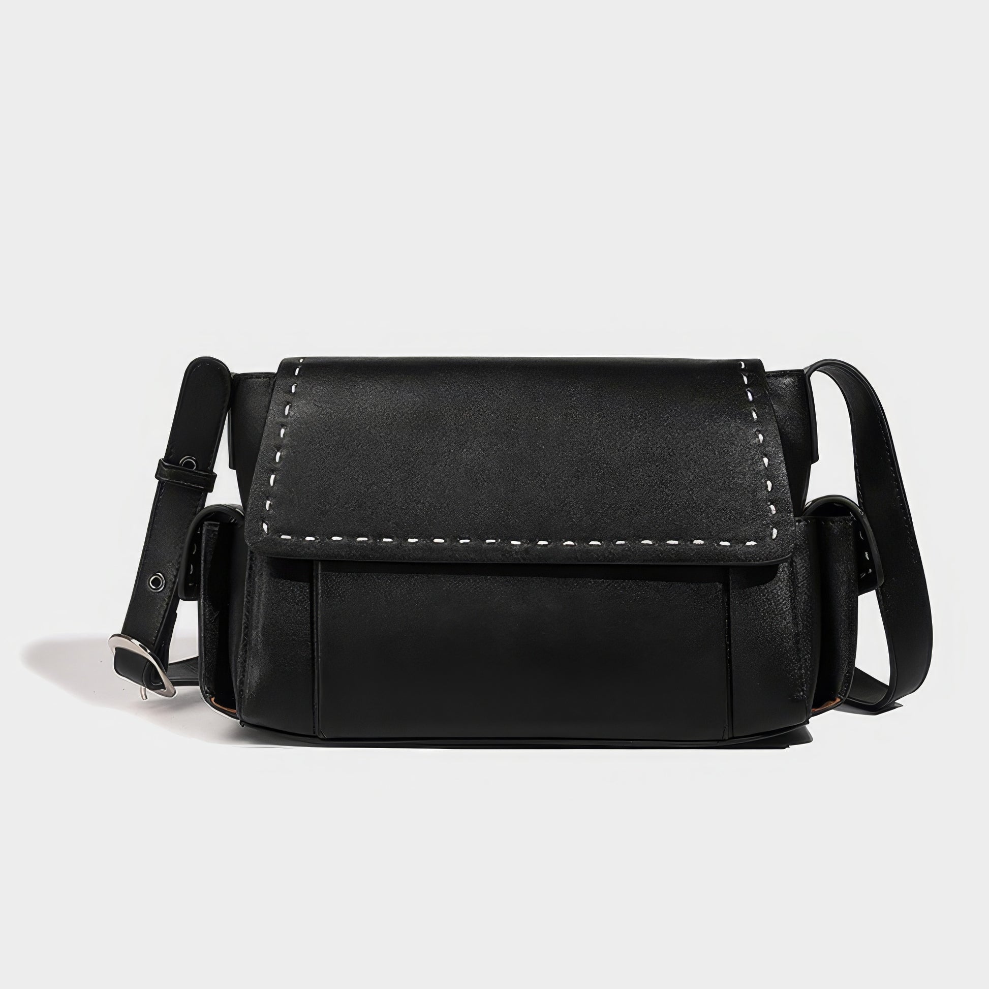 Stitch Detail Flap Faux Leather Crossbody