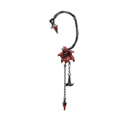 Red Lily Drop Chain Ear Cuff Set
