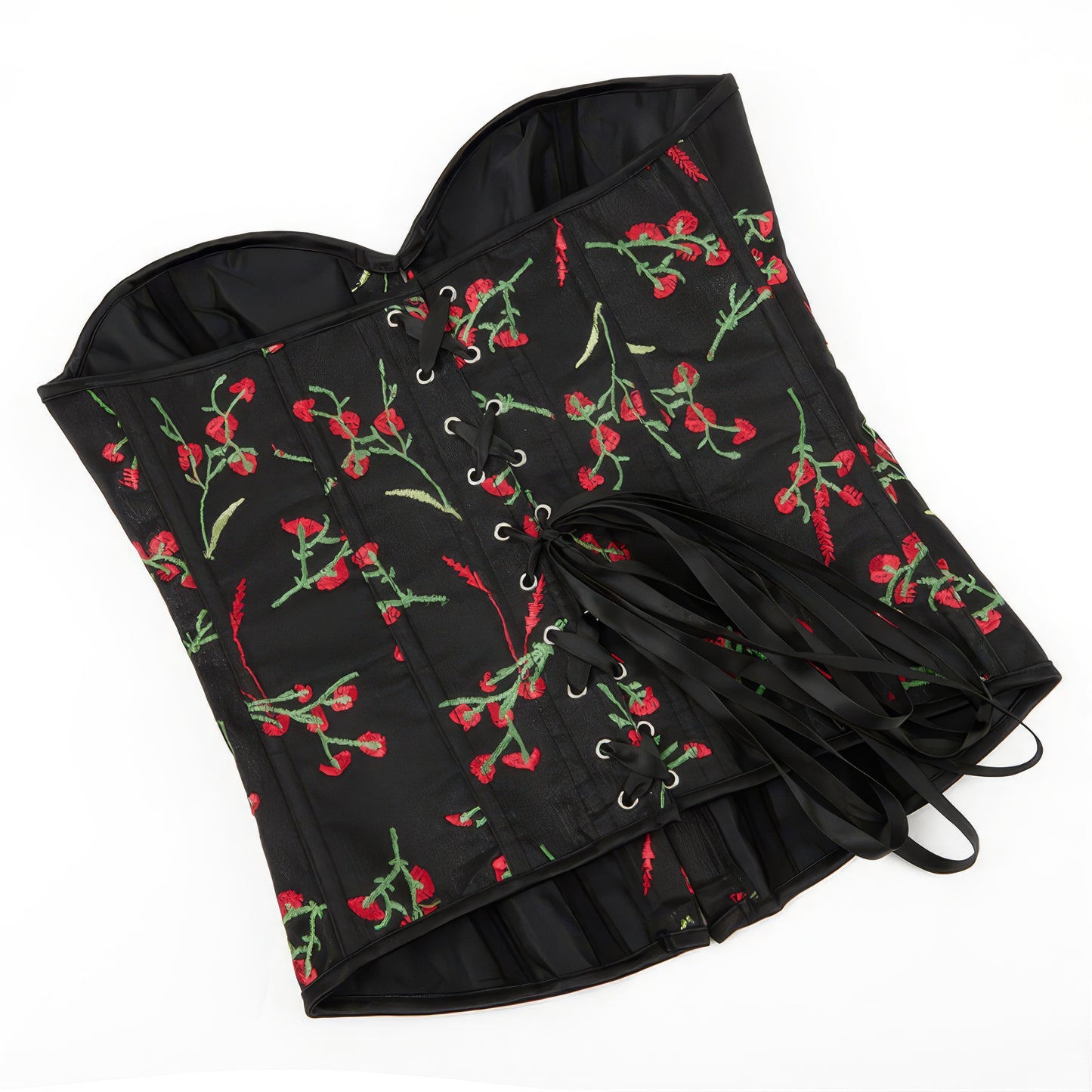 Embroidered Floral Sweetheart Corset Top