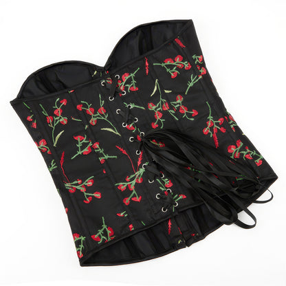 Embroidered Floral Sweetheart Corset Top