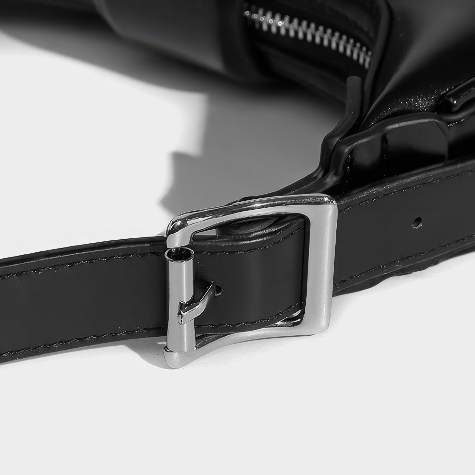 Smooth Black Crescent Shoulder Bag