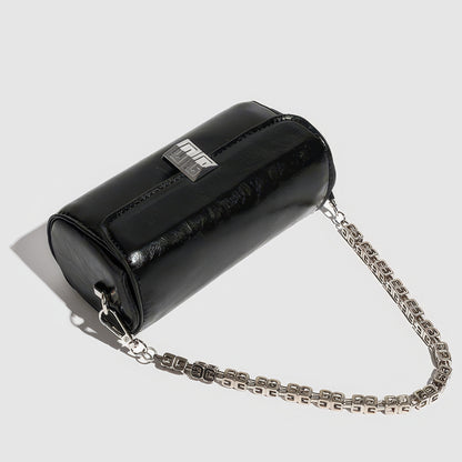 Glossy Cylinder Chain Mini Bag
