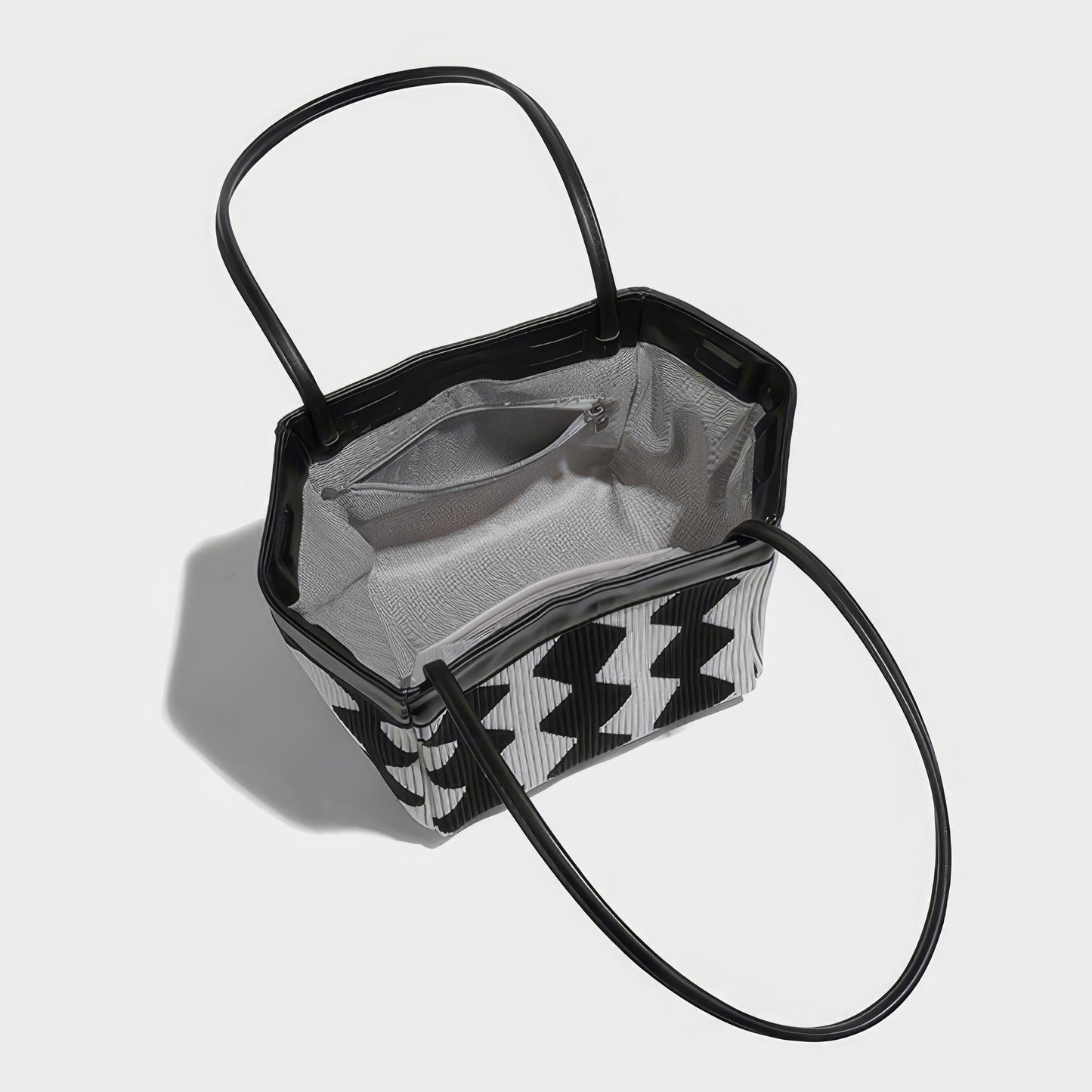 Wavy Checkered Knit Shoulder Bag