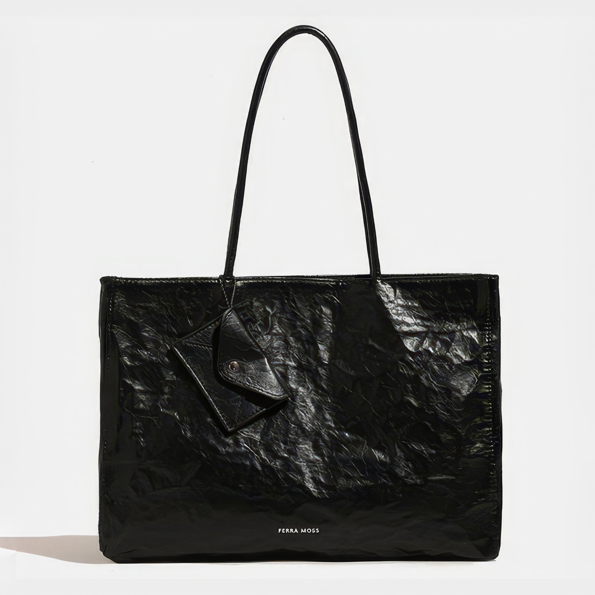 Glossy Crinkle Texture Shopper Bag