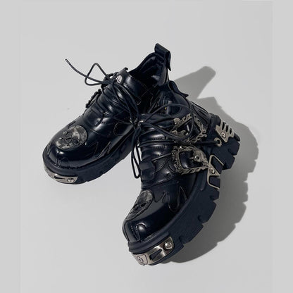 Black Cyberpunk Metal Platform Shoes
