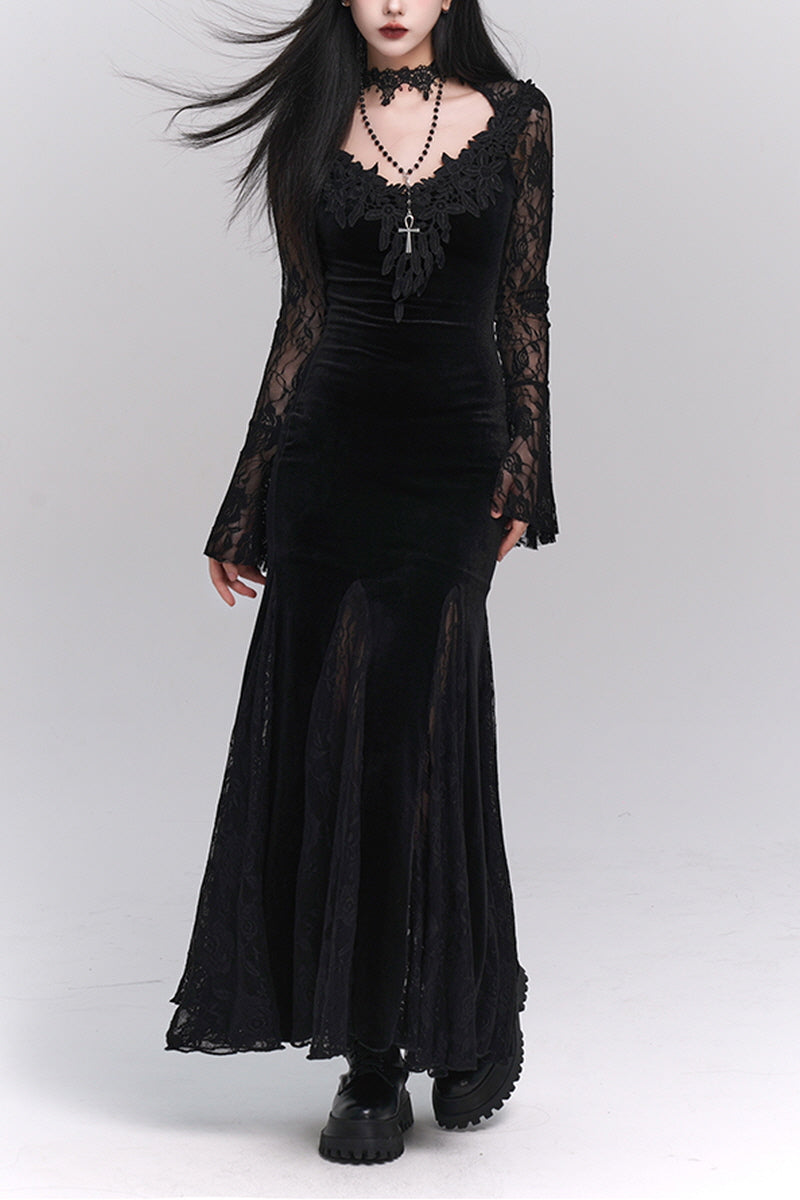 Black Lace Mermaid Dress