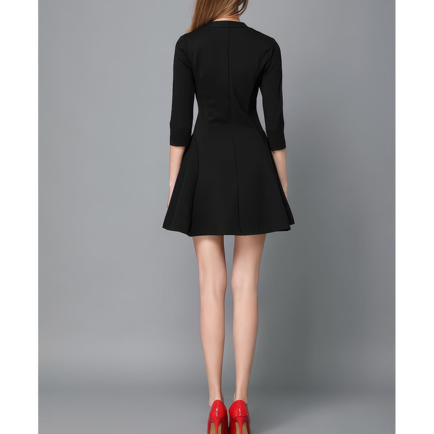 Flared V-Neck Tailored Mini Dress