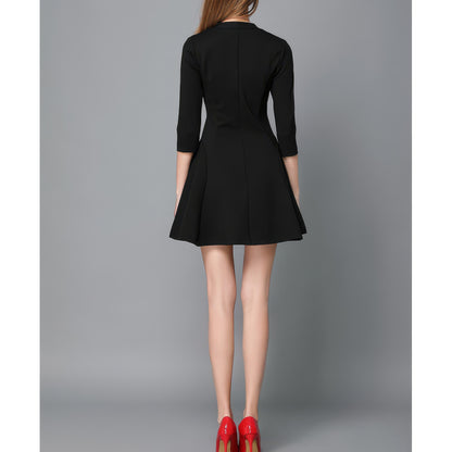 Flared V-Neck Tailored Mini Dress