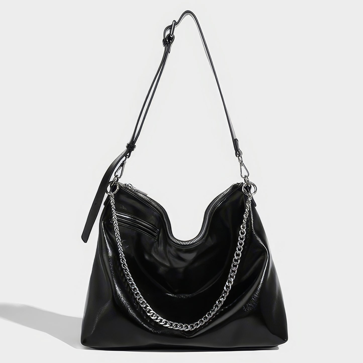 Slouchy Chain Strap Hobo Bag