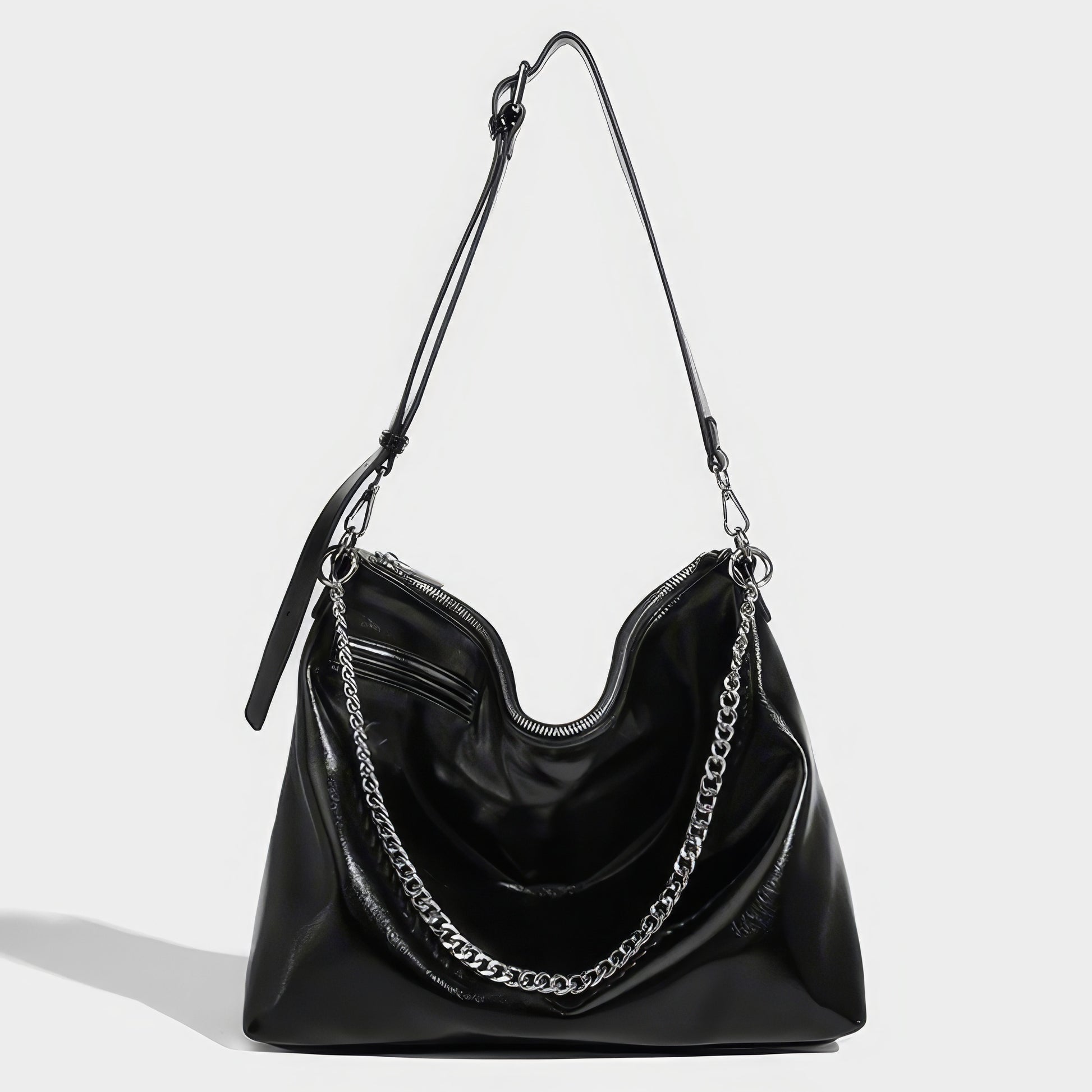 Slouchy Chain Strap Hobo Bag