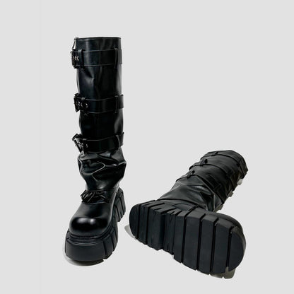 Convertible Buckle Platform Boots
