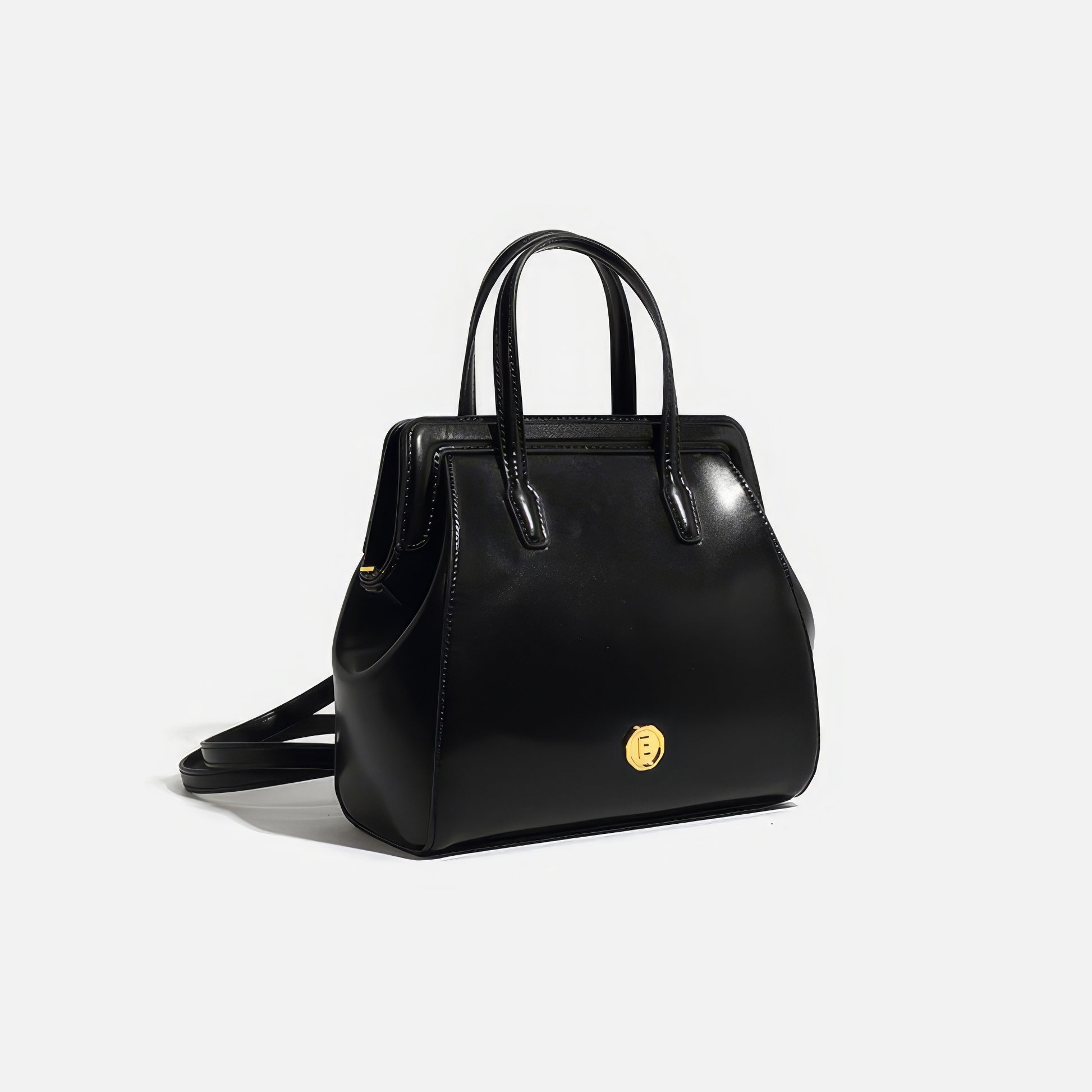 Structured Glossy Top Handle Backpack