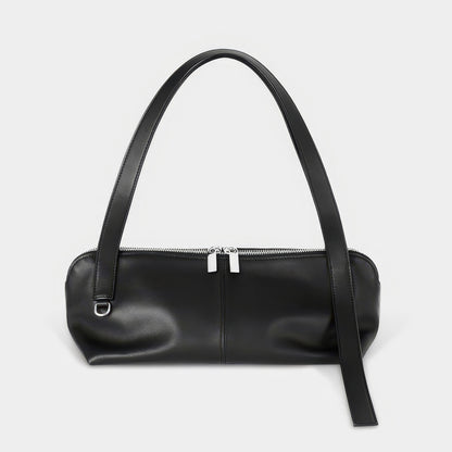 Slim Zip Barrel Faux Leather Shoulder Bag