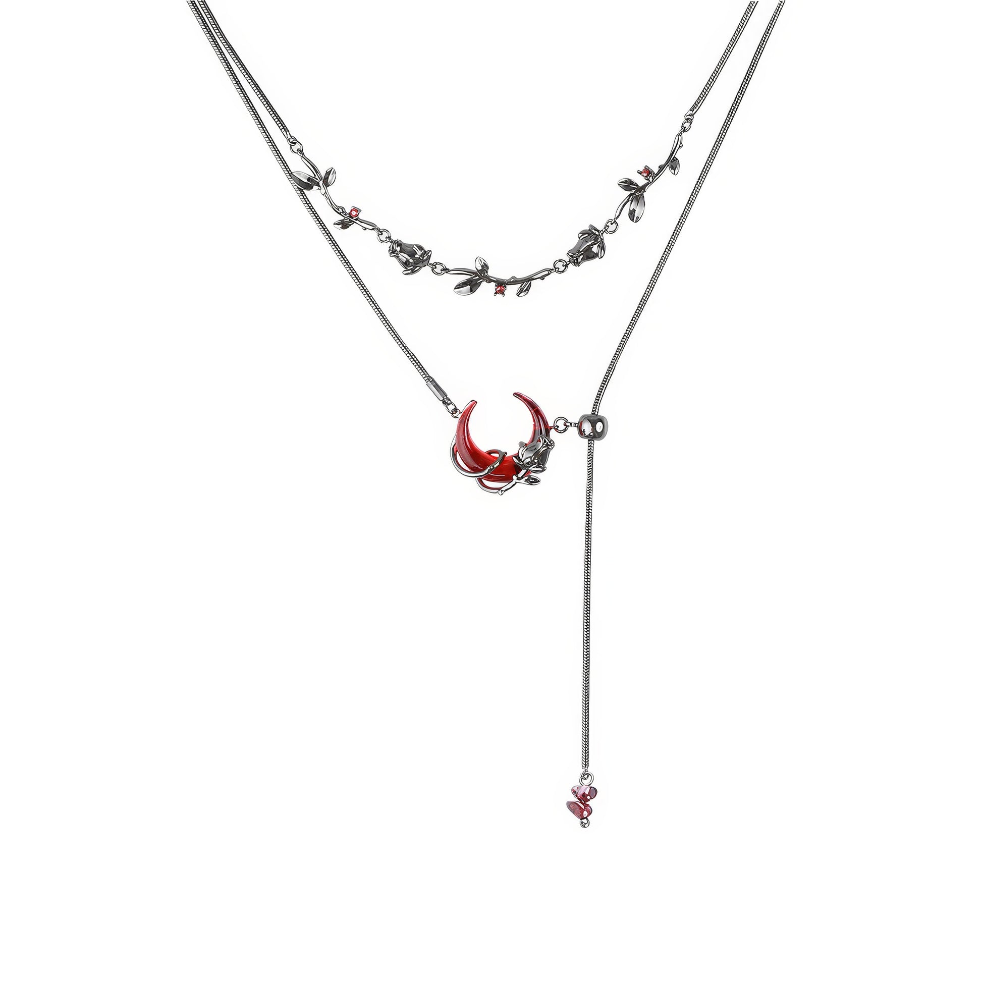 Red Horned Beetle Layered Necklace