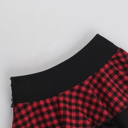 Plaid Layered Lace Skirt