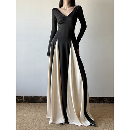 Two-Tone Panel Maxi Dress