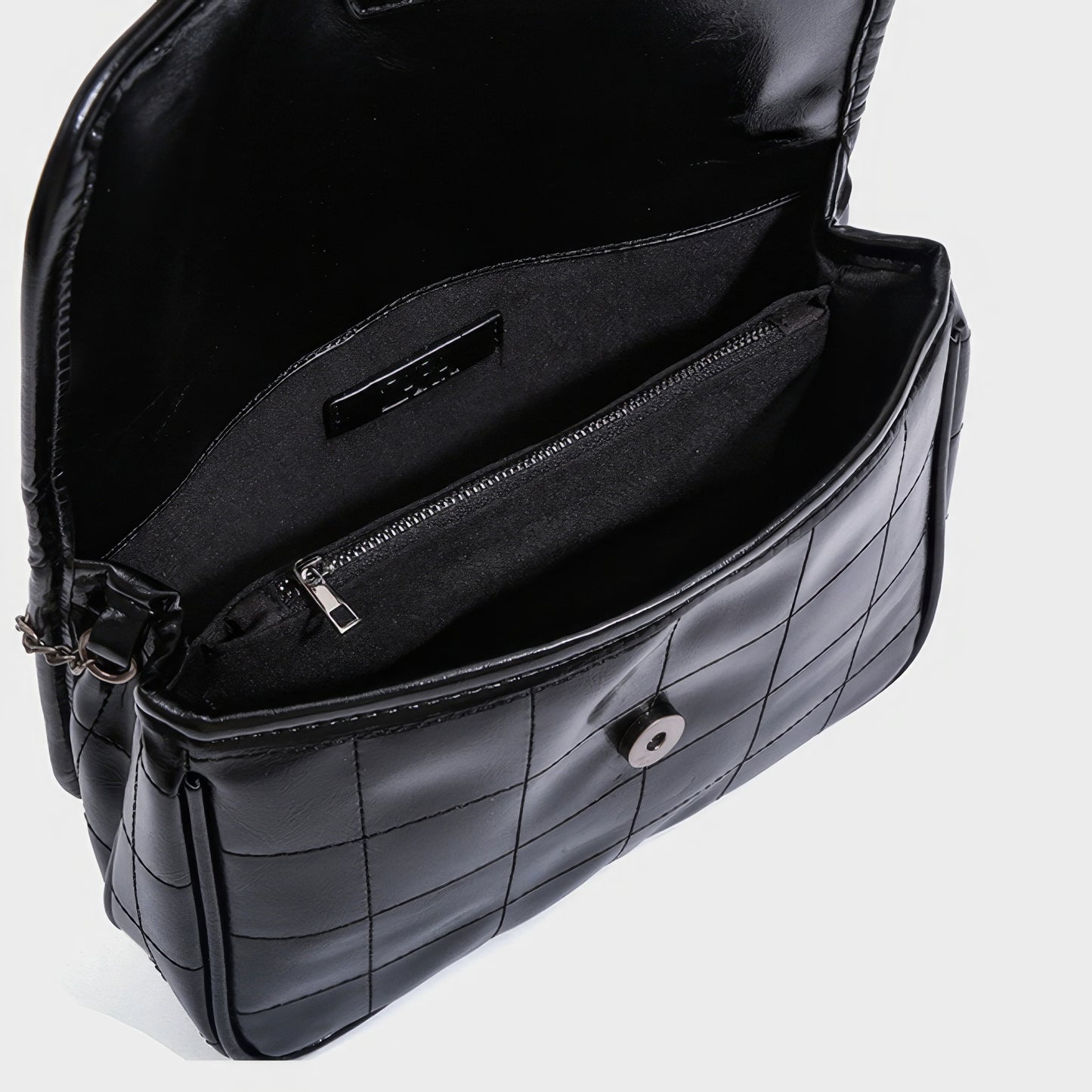Quilted Chain Strap Black Shoulder Bag