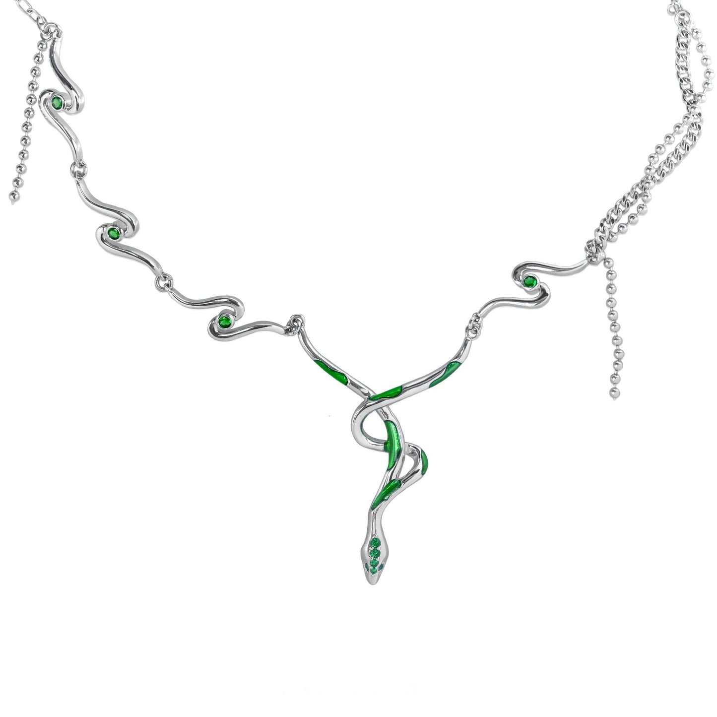 Emerald Serpent Twist Necklace